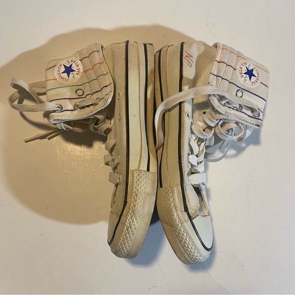 Chuck Taylor Converse Vintage Fold Over Striped Sneakers in SZ 4 1/2 See pics - Picture 10 of 10